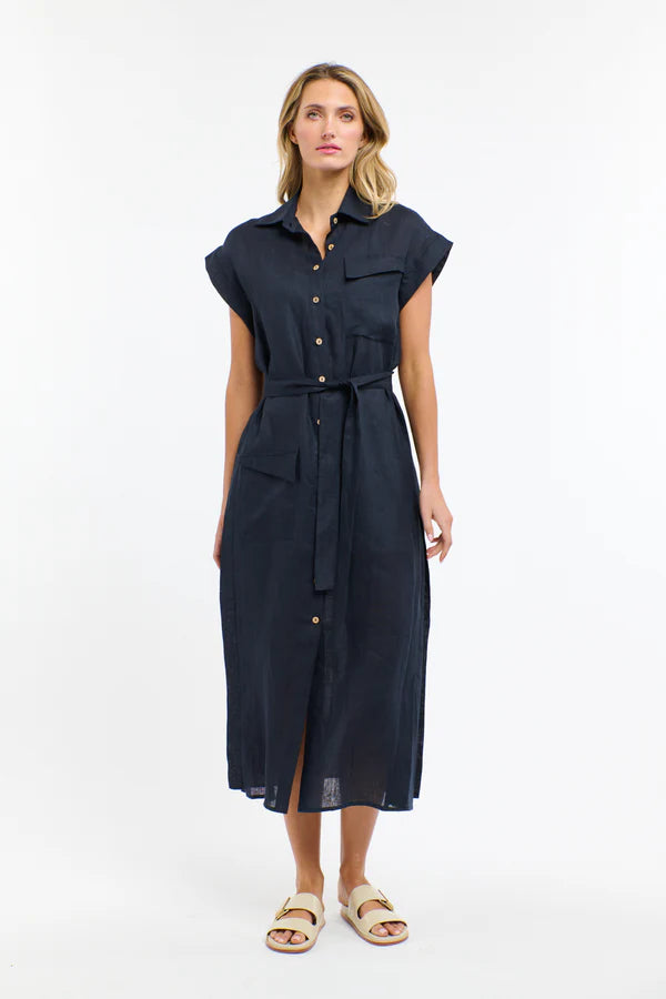 Estivo Linen Dress Navy