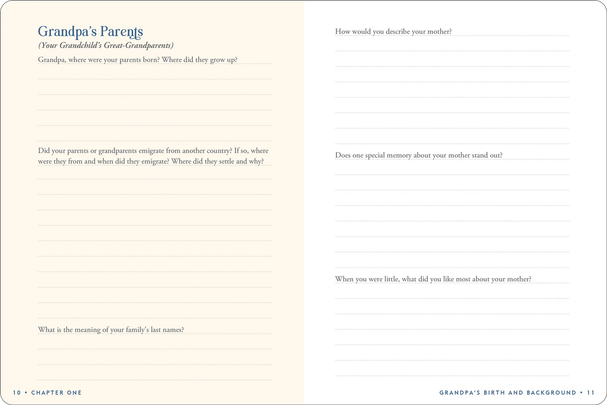 Grandpa's Story Keepsake Memory Journal
