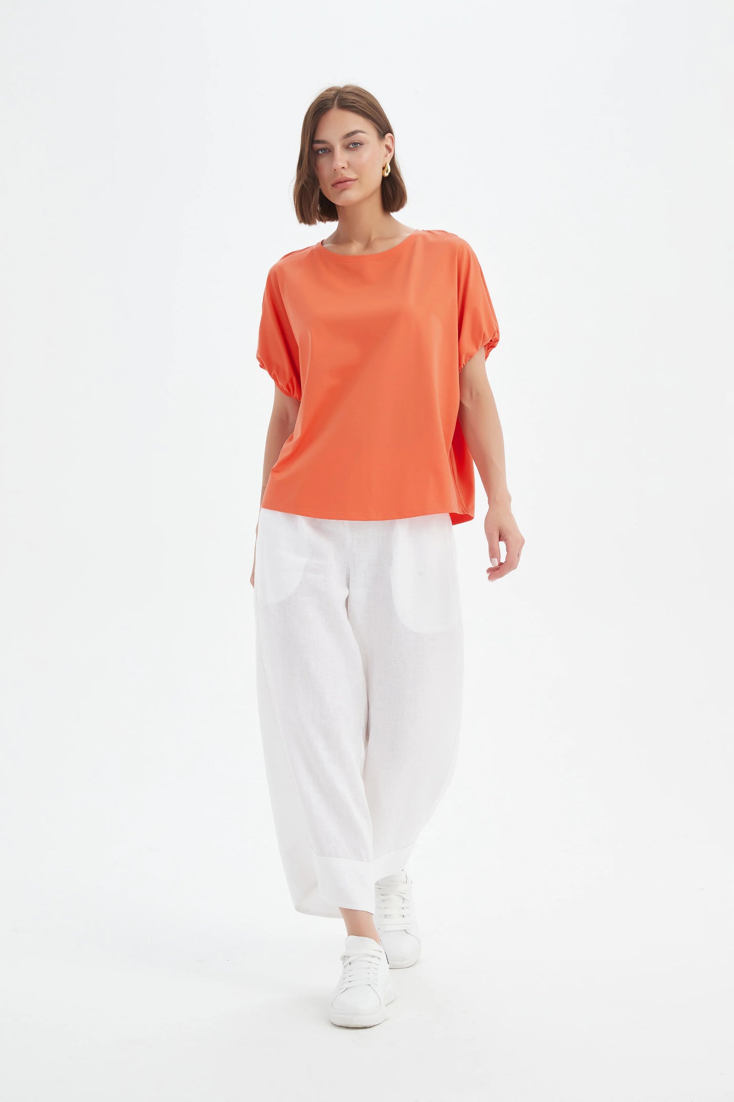 Bubble Sleeve Tee -  Orange Ember