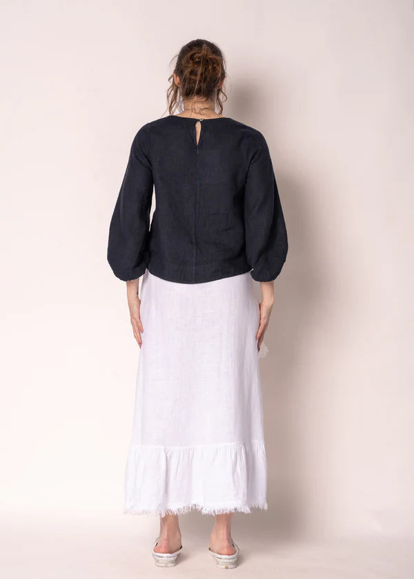 “Gessica Linen Skirt White
