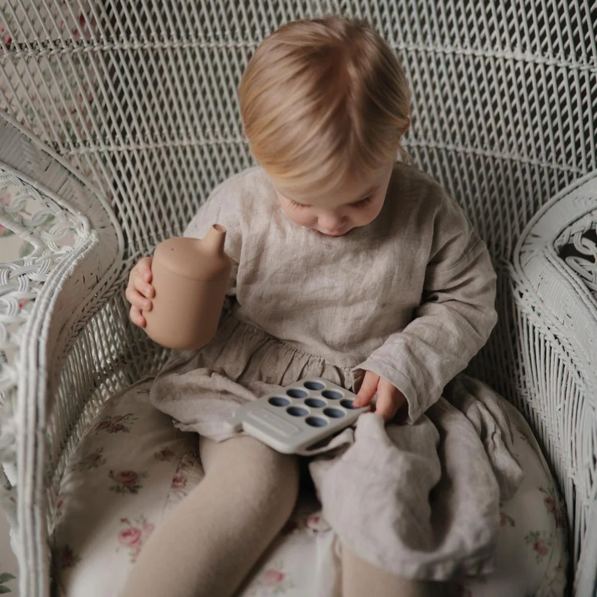 Mushie Phone press Toy  - Cambridge Blue (Sage)