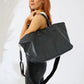 Vegan Leather Los Angeles Oversized Tote Bag - Black