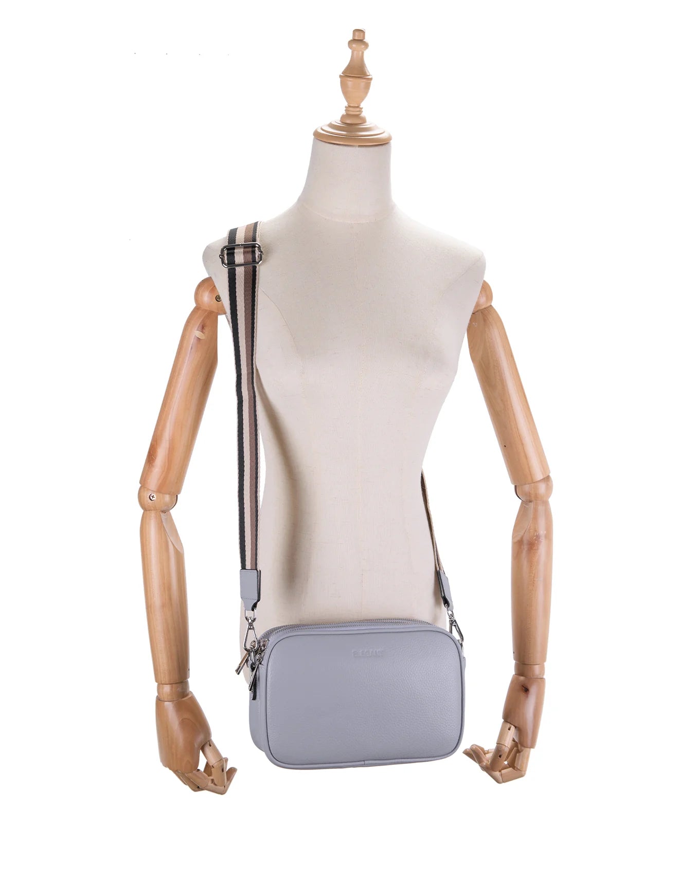 Anna Leather Bag Webbing Strap Cornflower