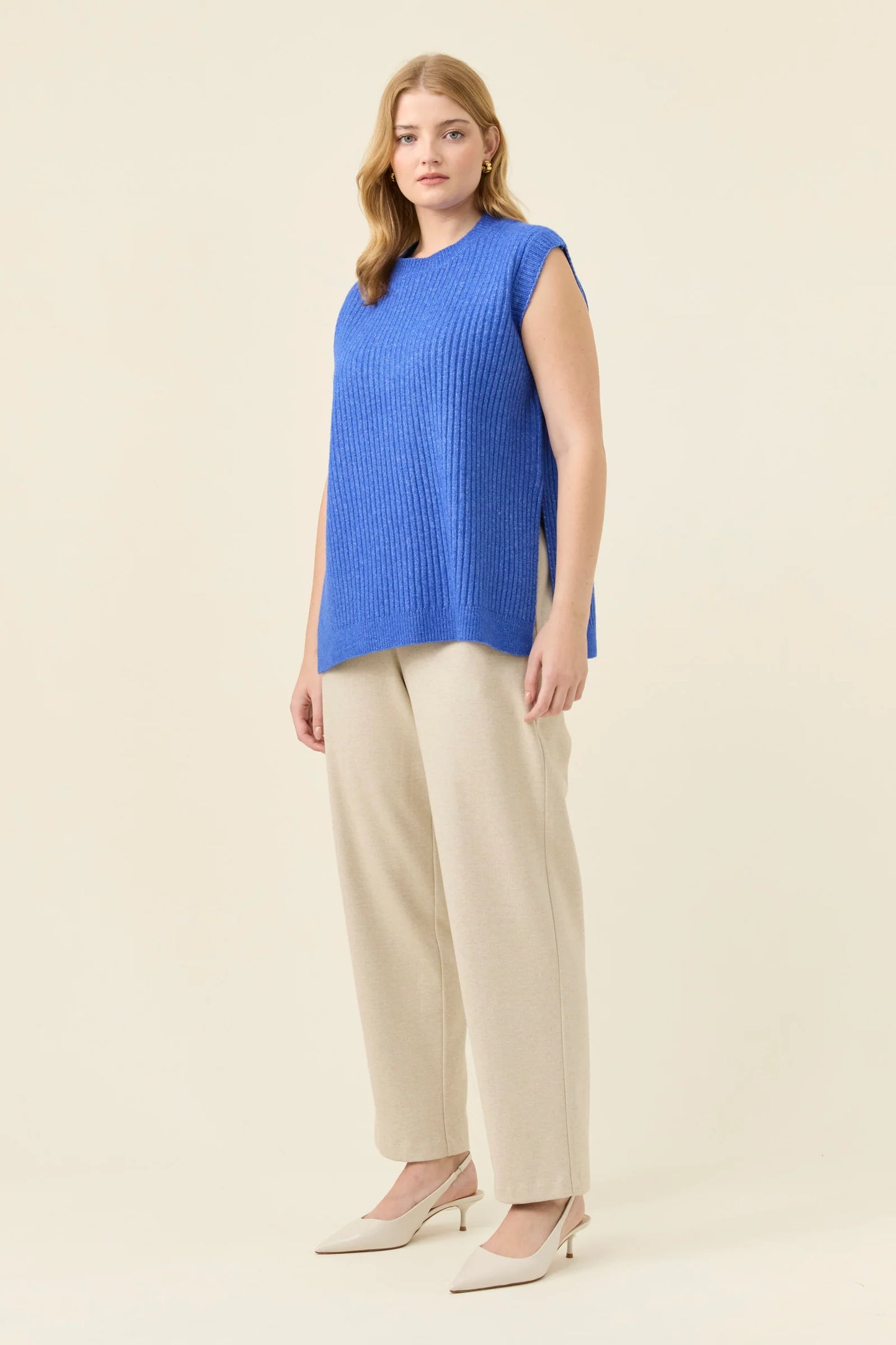 Miru Crew Knit Vest Cobalt