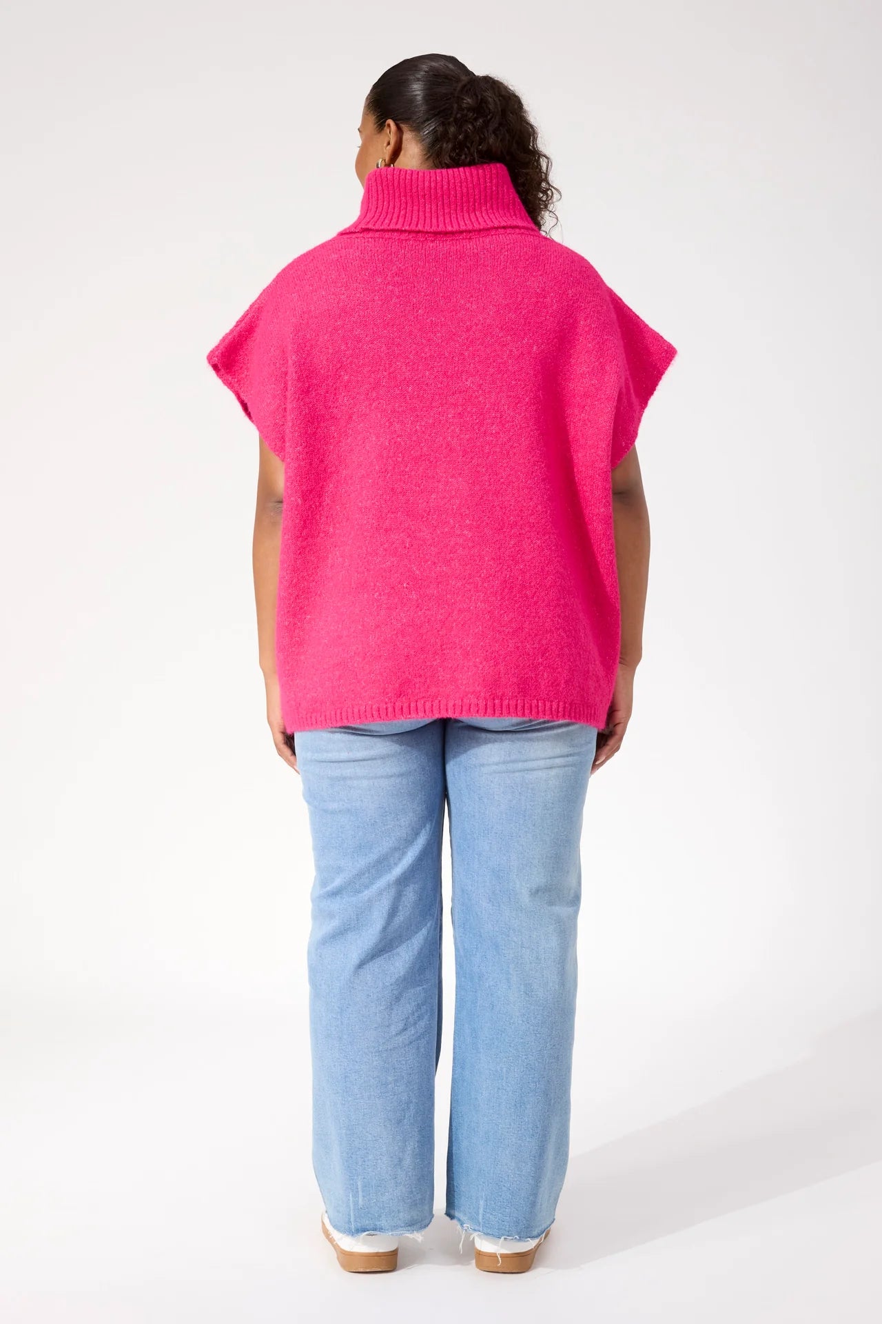 Valenza Knit Poncho - Hot Pink (One Size)