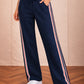 Elodie Wide leg/Side Stripe Pant - Navy
