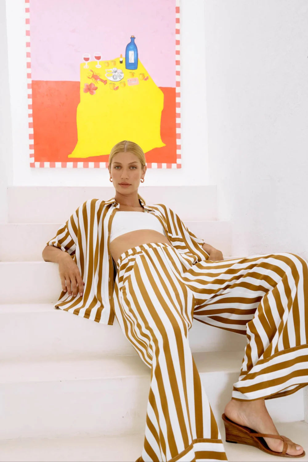 Treville  Stripe Shirt - Caramel