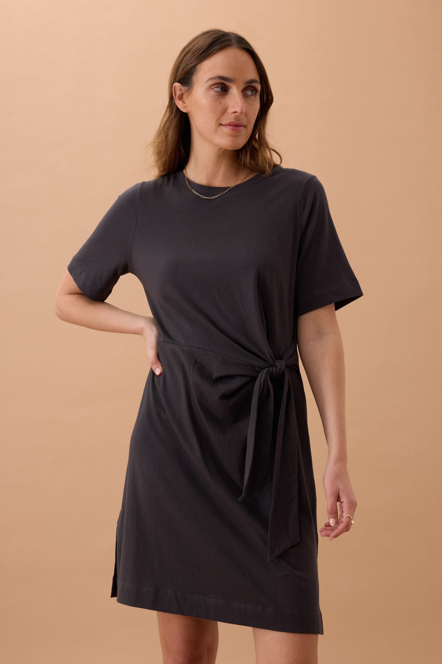 AGNES TIE MINI TEE DRESS/PHANTOM