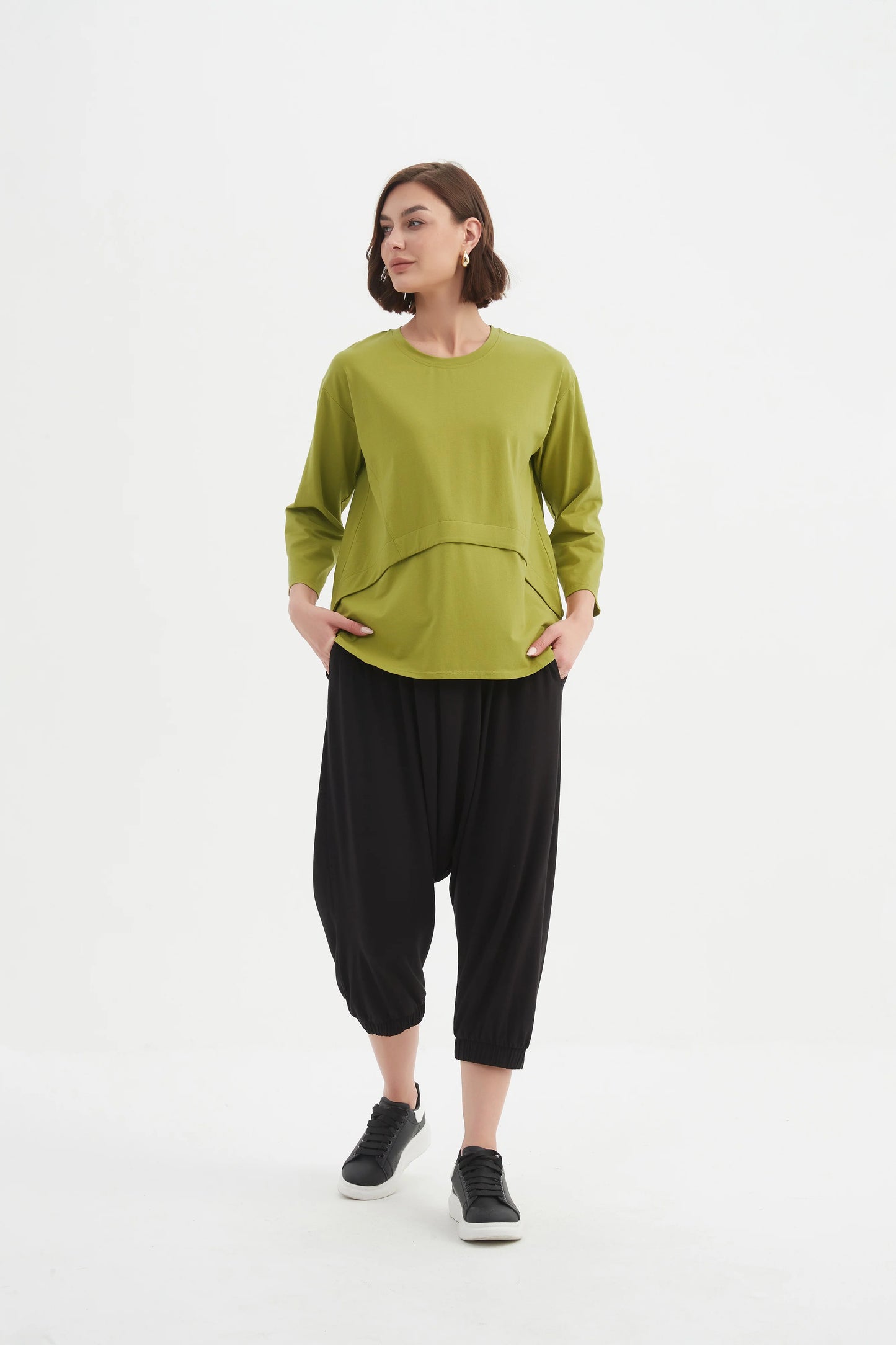 Curved Seam Top - Chartreuse
