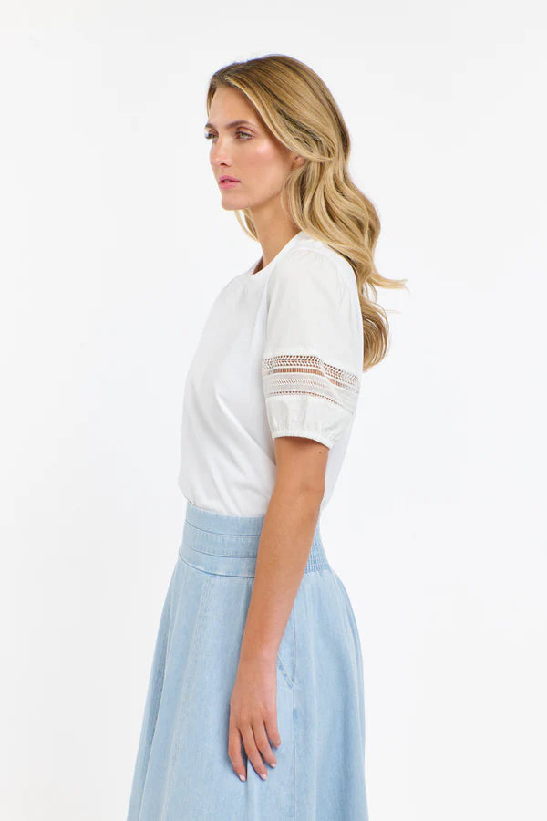 Alex Cotton Sleeve Tee - White