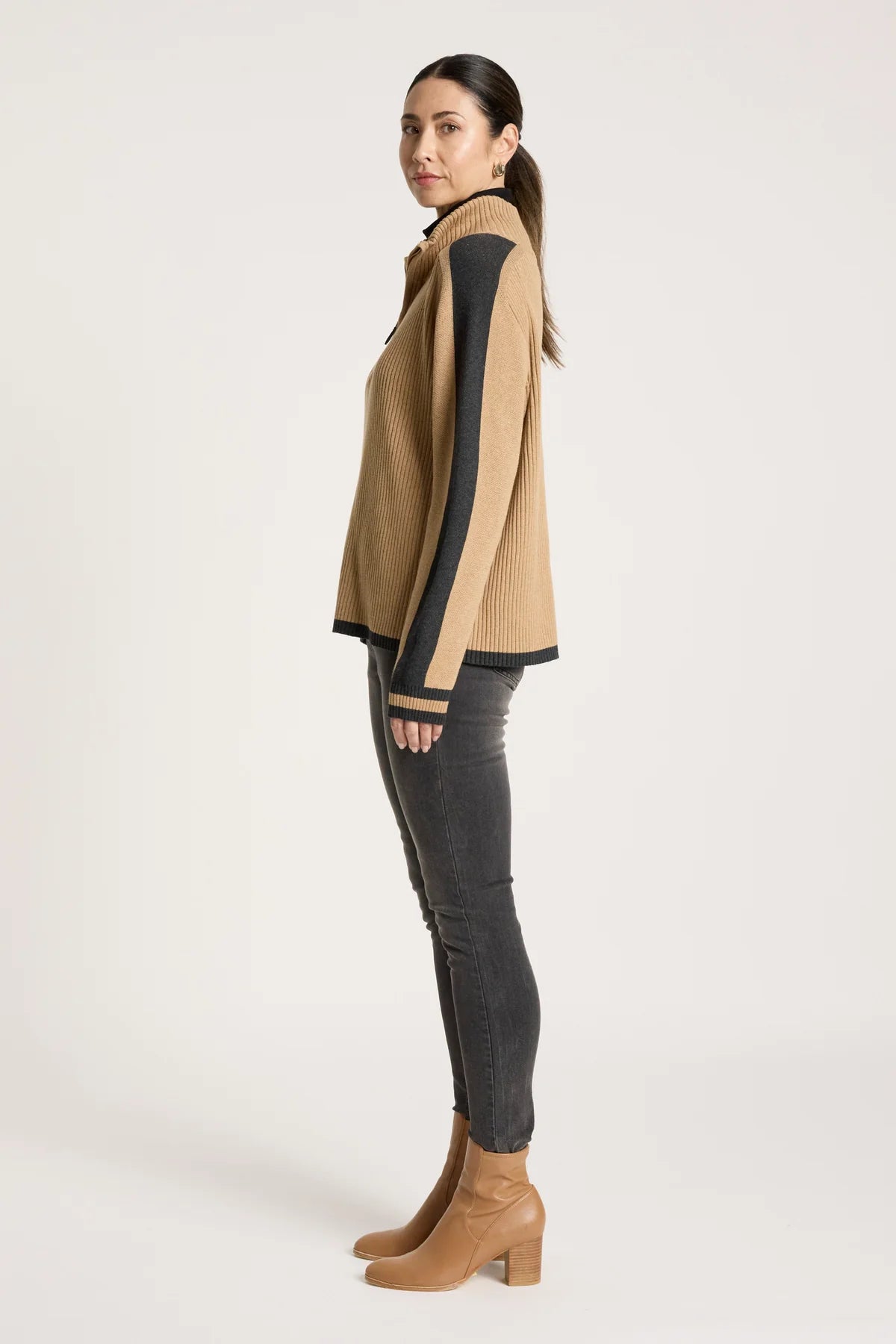 Liora Zip Jumper - Mocha/Char