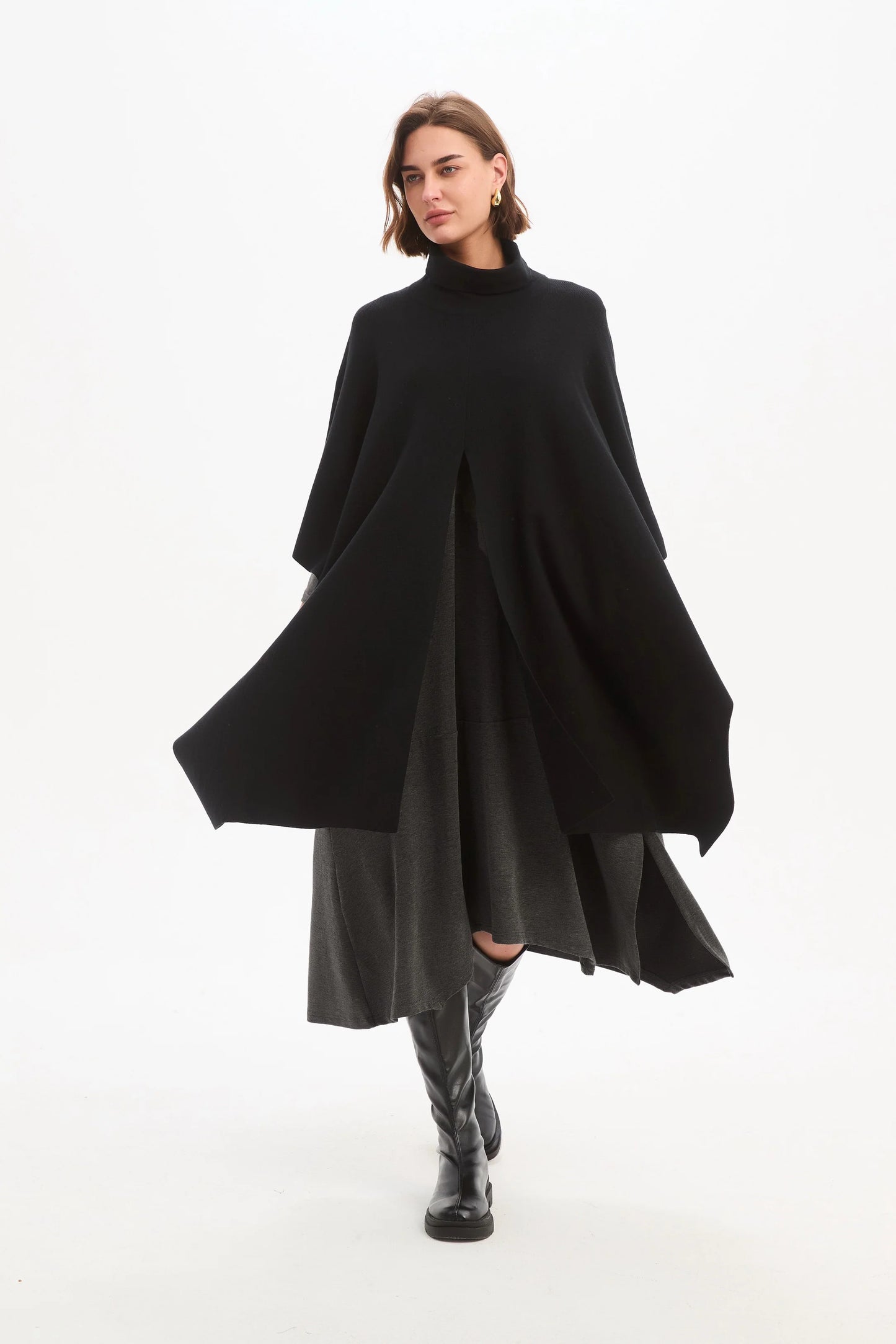 Crossover Wrap Knit - Charcoal (One Size)