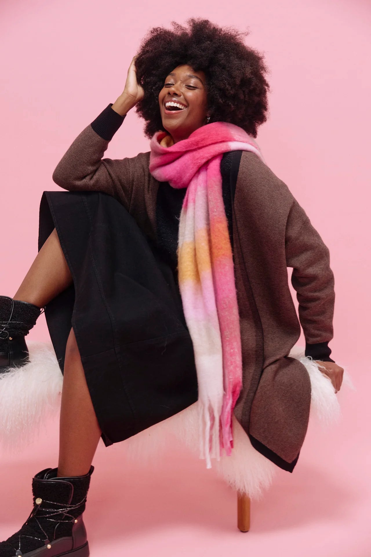 Niseko Check Scarf - Pink