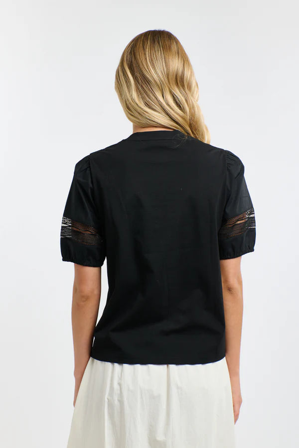 Alex Cotton Sleeve Tee - Black