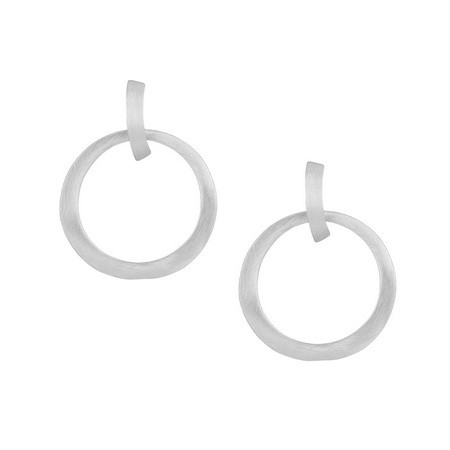 Scratched Hoop Drop Earrings Silver