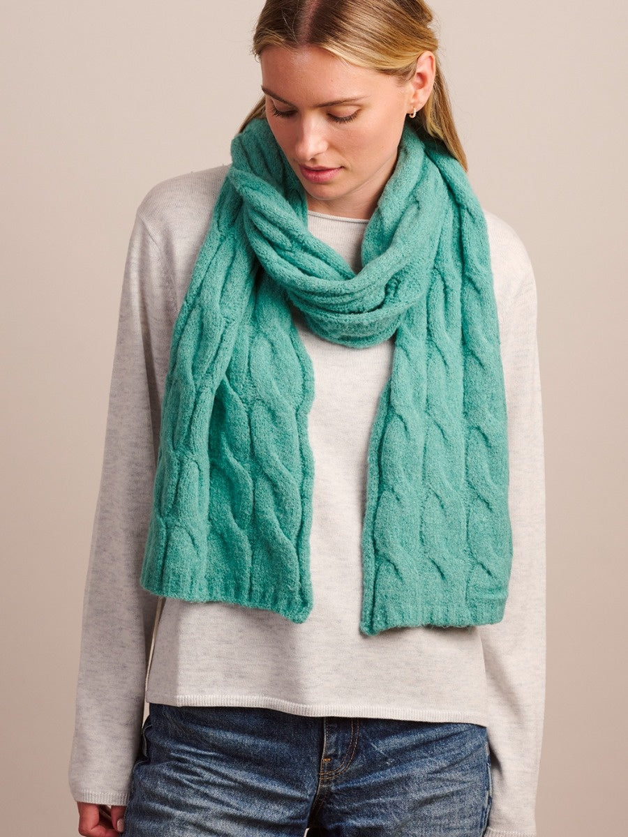 Mint Recycled Cable Knit Scarf