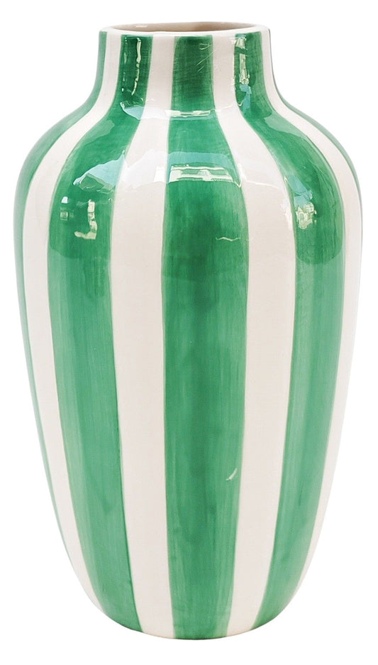 Halcyon Stripe Vase Green 20 cm