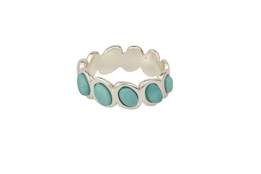 Silver Five Pebble Ring