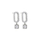 Silver Oval Crystal Earrings