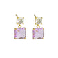 Gold Lilac Crystal Drop Earrings