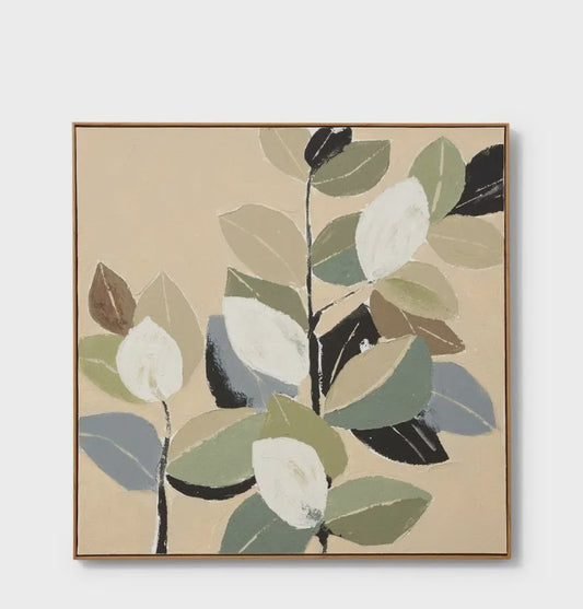 Round Leaf Hand Painted Wall Art