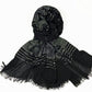 Silver Foil & Sequin Fashion Scarf Black