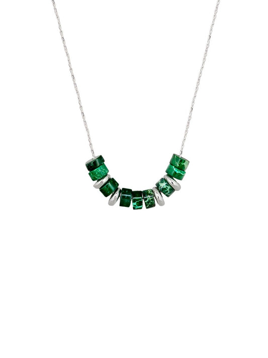 Silver & Green Beaded Necklace