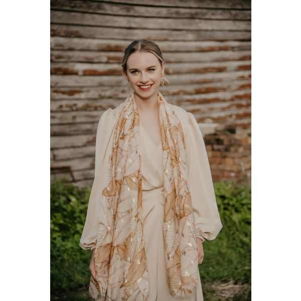 Leaf Scarf Almond