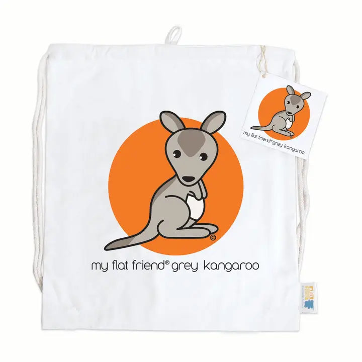 Grey Kangaroo Draw String Cotton Bag