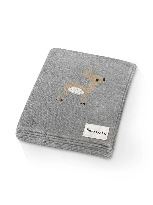 100% Cotton Baby Blanket - Deer Grey