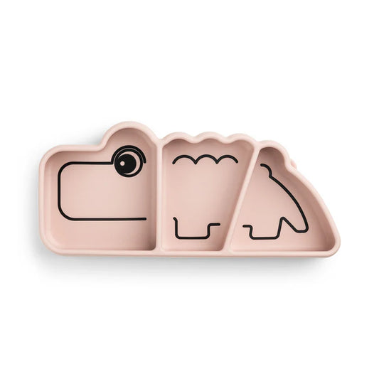 Silicone Stick & Stay snack plate Croco Powder