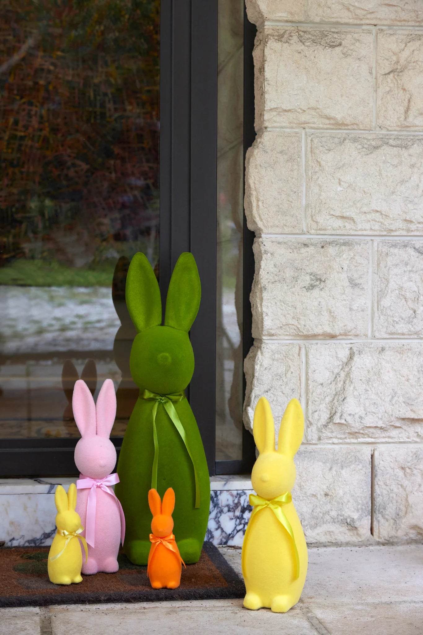 XL Flocked Rabbit with Green Bow