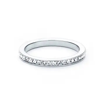 Eternity Stackable Ring Petite Round Crystals Rhodium Plated (Silver)