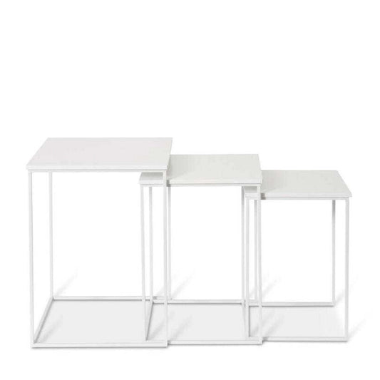 Duke Square Side Table Set 3 White