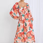 Ornelle Orange Watercolour Long Sleeve Tiered Maxi Dress