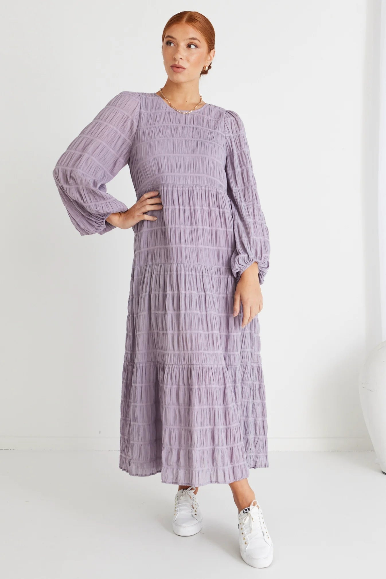 Gigi Lilac Long Sleeve Tiered Maxi Dress