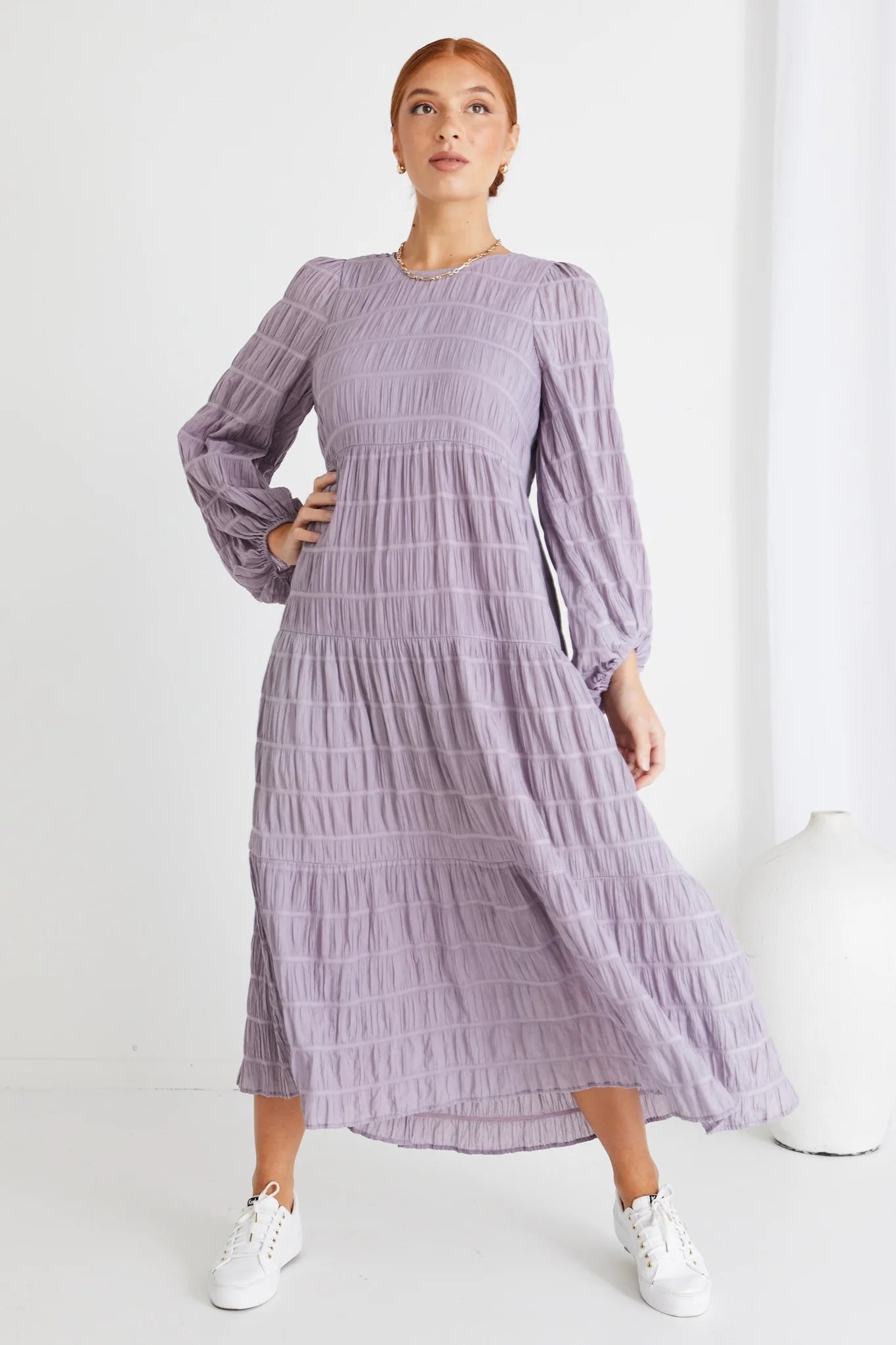 Gigi Lilac Long Sleeve Tiered Maxi Dress