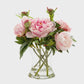 Peony in Water in Glass Vase ( Dark Pink or White)